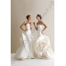 Дизайнерское свадебное ровное платье из атласа